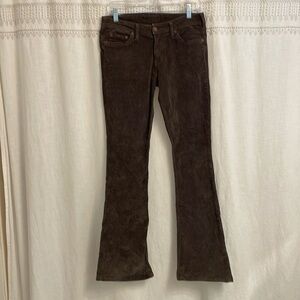 PURECOLOR Bootcut Corduroy Jean w/ Floral Embroidery Pockets - Size 26 - Olive
